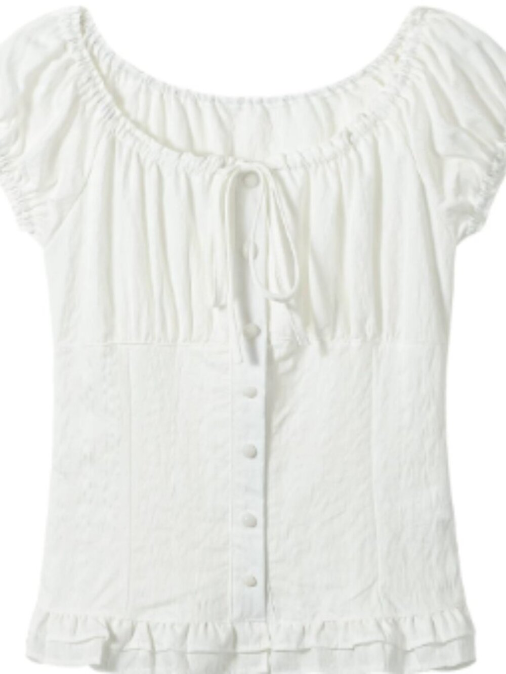 White Square Neck Blouse